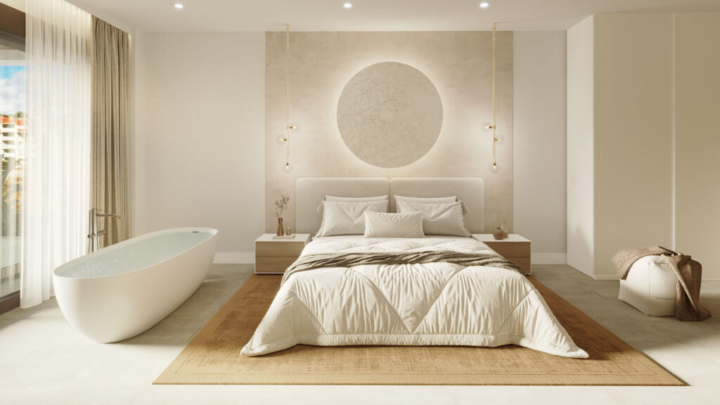 Dormitorio principal de una Sky Villa de Korall Residences